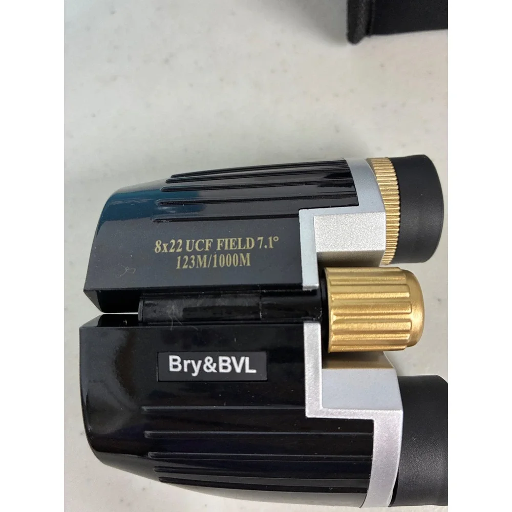 Bry & BVL 8x22 UCF Compact Binoculars Black Silver Gold Field 7.1 Case Box NEW